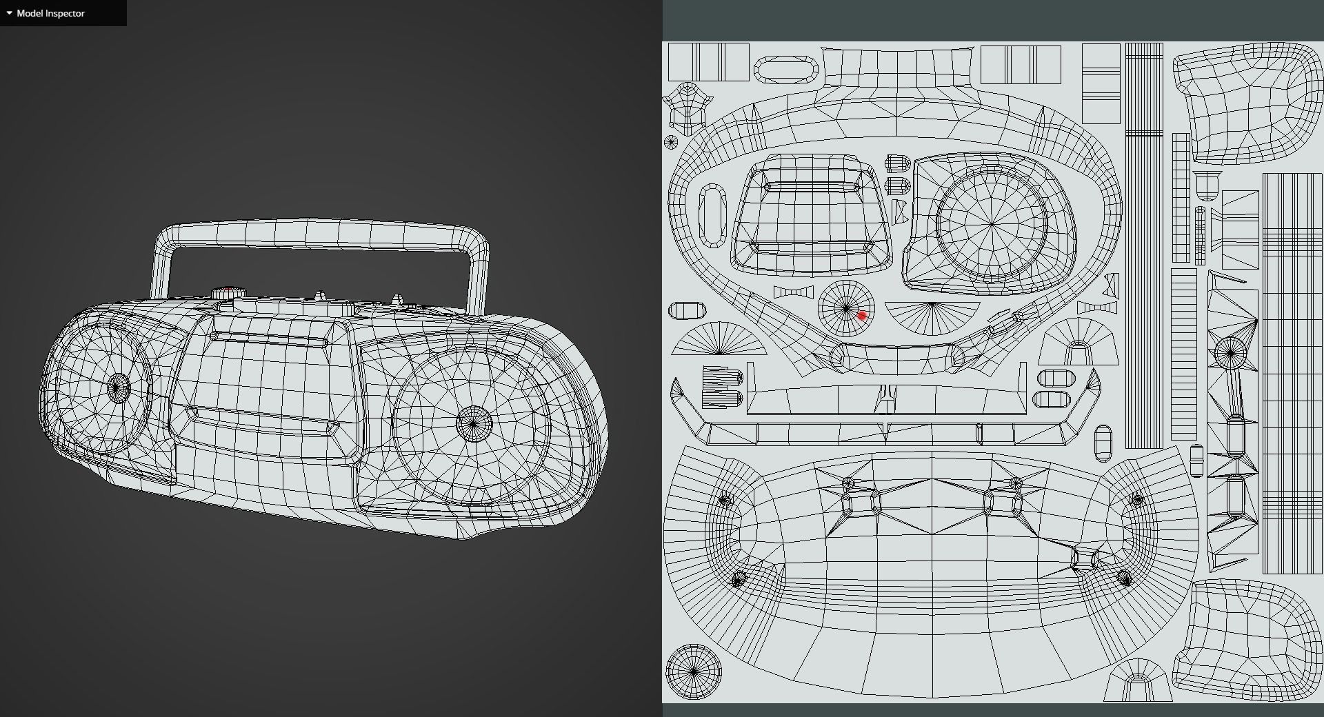 Game Ready Vintage Cassette Radio 3 Low-poly 3D model_9