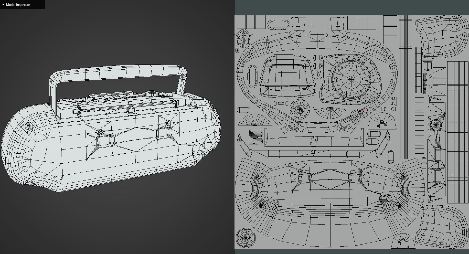 Game Ready Vintage Cassette Radio 3 Low-poly 3D model_12