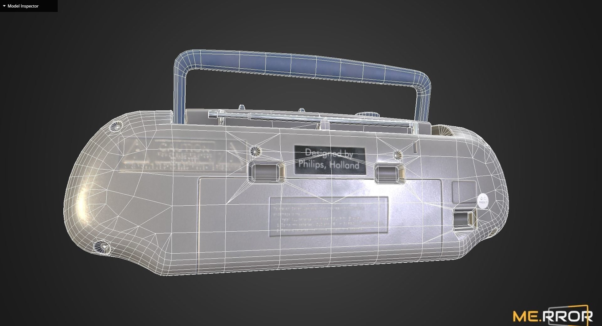 Game Ready Vintage Cassette Radio 3 Low-poly 3D model_6