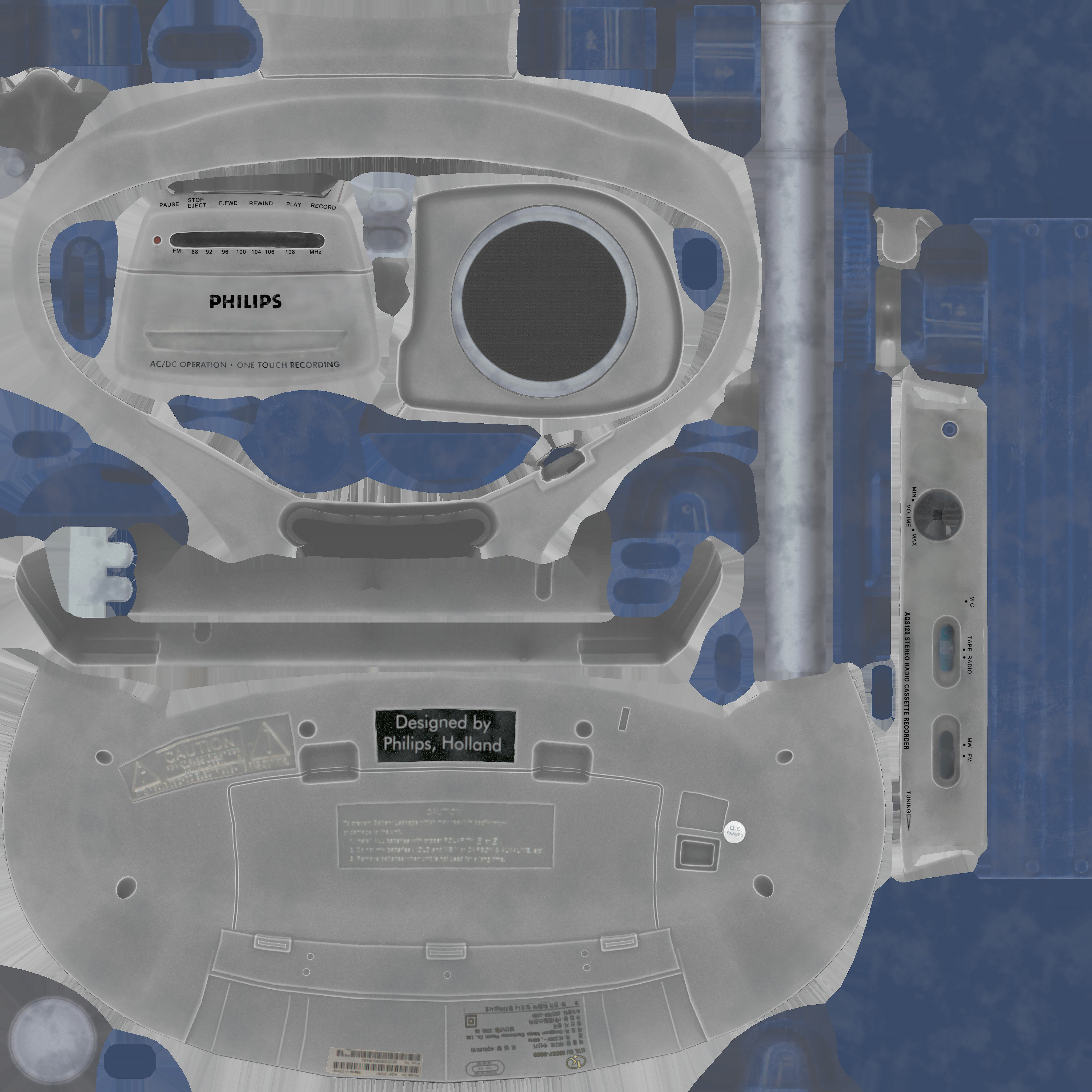 Game Ready Vintage Cassette Radio 3 Low-poly 3D model_17