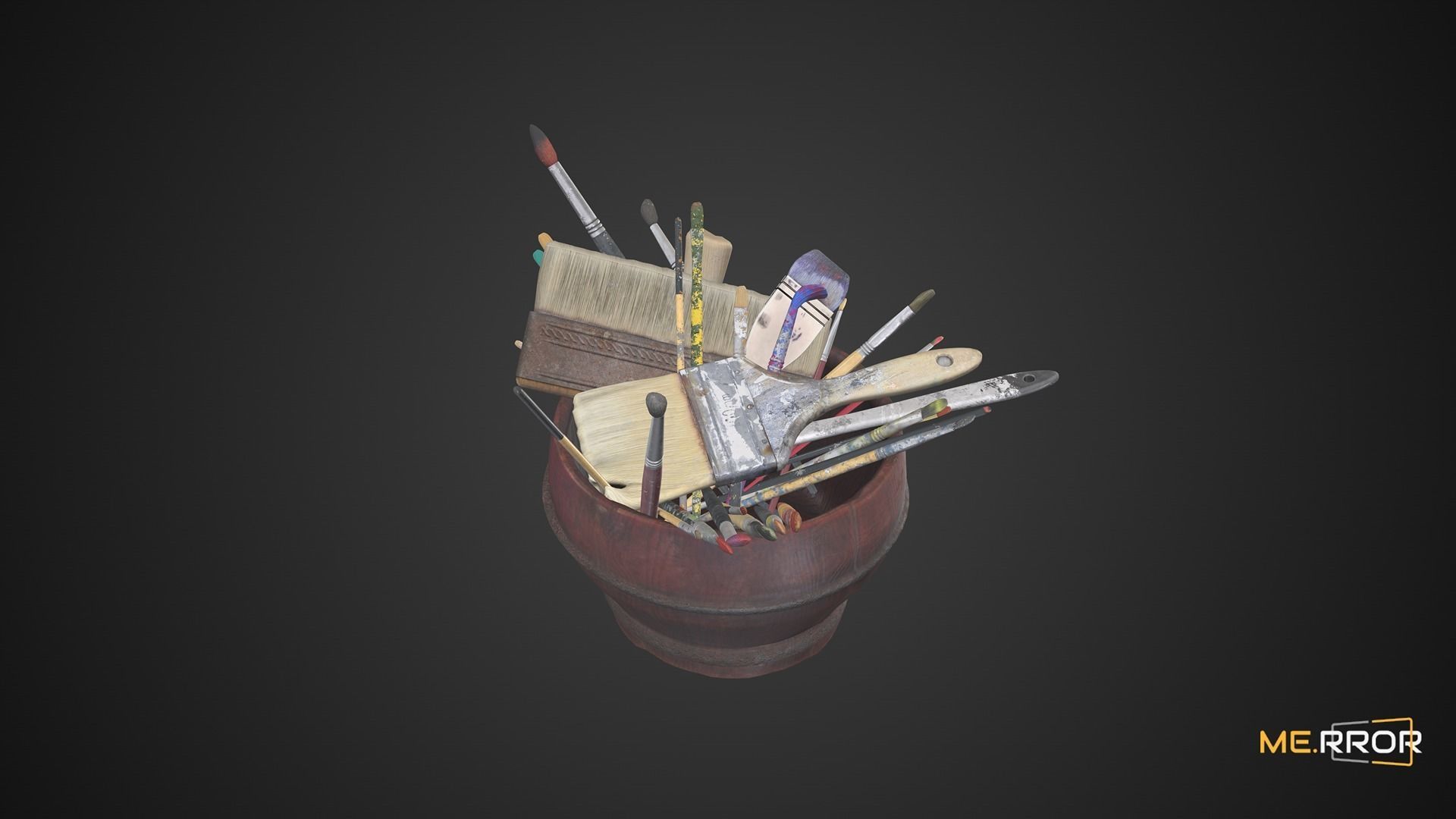 Brush and Basket Set 3D model_4