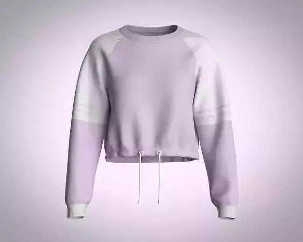 Ladies Cut And Sew Color-Block Crop Sweatshirt