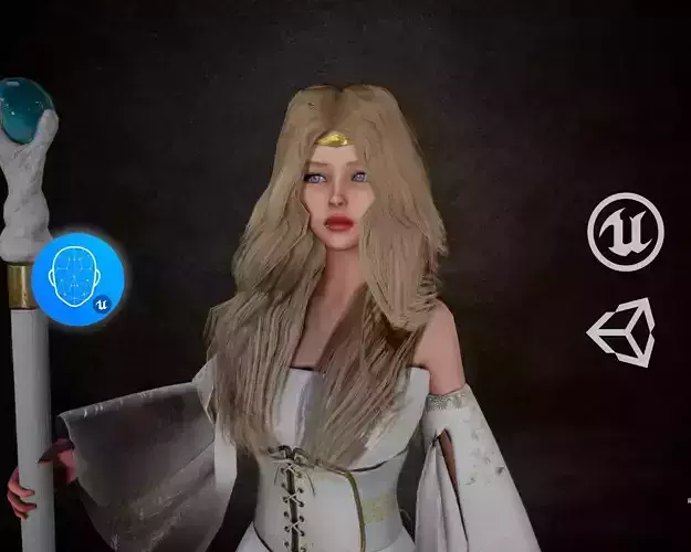 Wizard Girl In Dress Low-poly 3D model