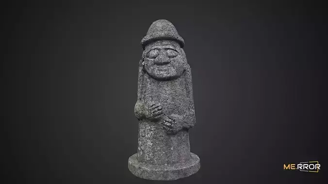 Game Ready Dolharubang Traditional Stone Statue of Jeju Low-poly 3D model