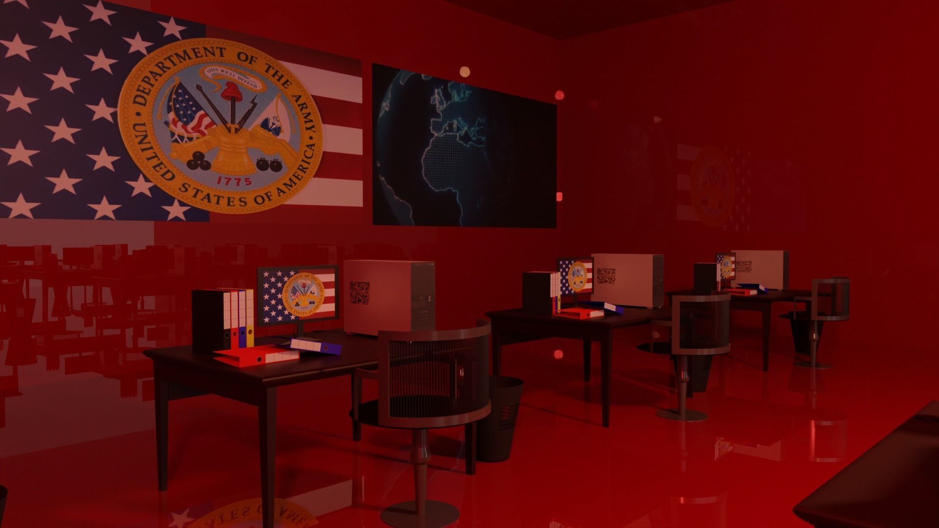 Military Control Room Low-poly 3D model_4