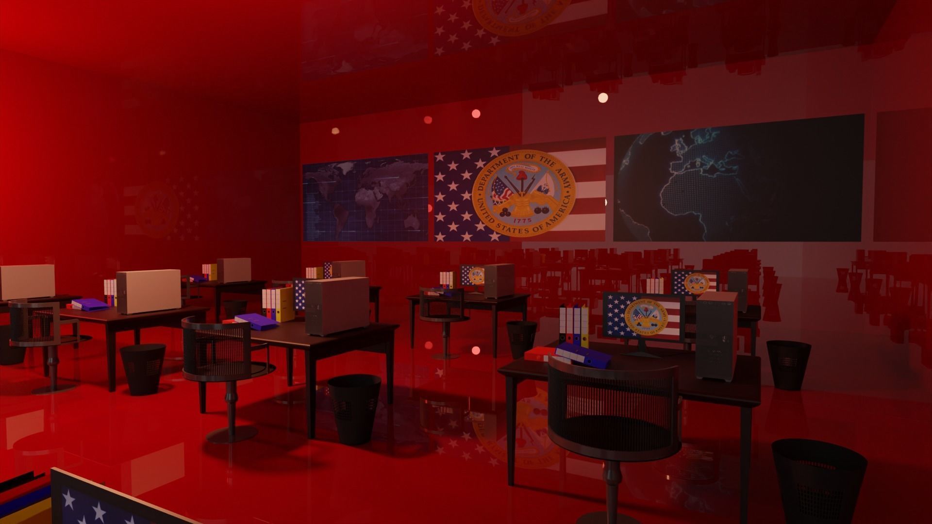 Military Control Room Low-poly 3D model_5