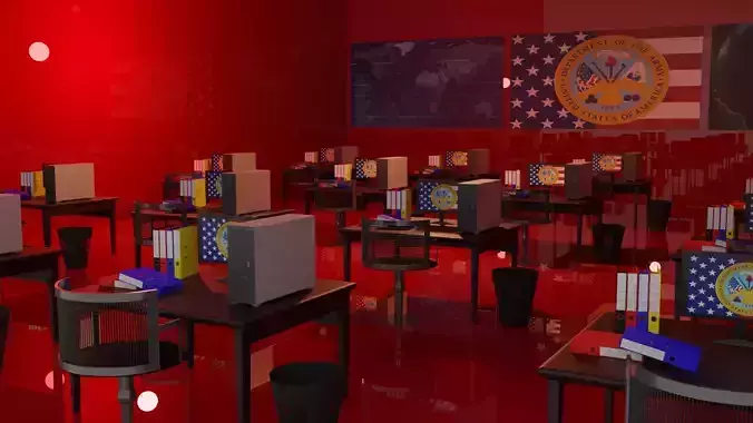 Military Control Room Low-poly 3D model