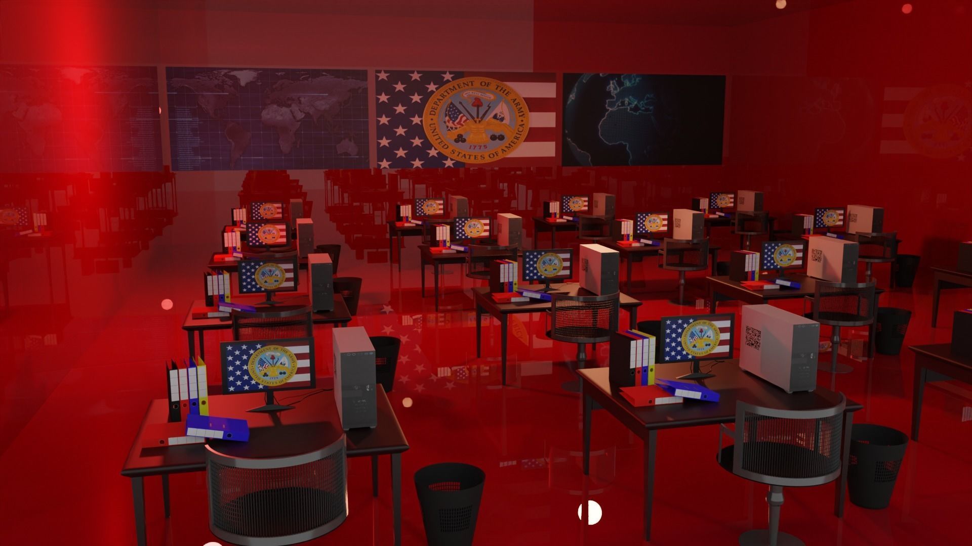 Military Control Room Low-poly 3D model_1