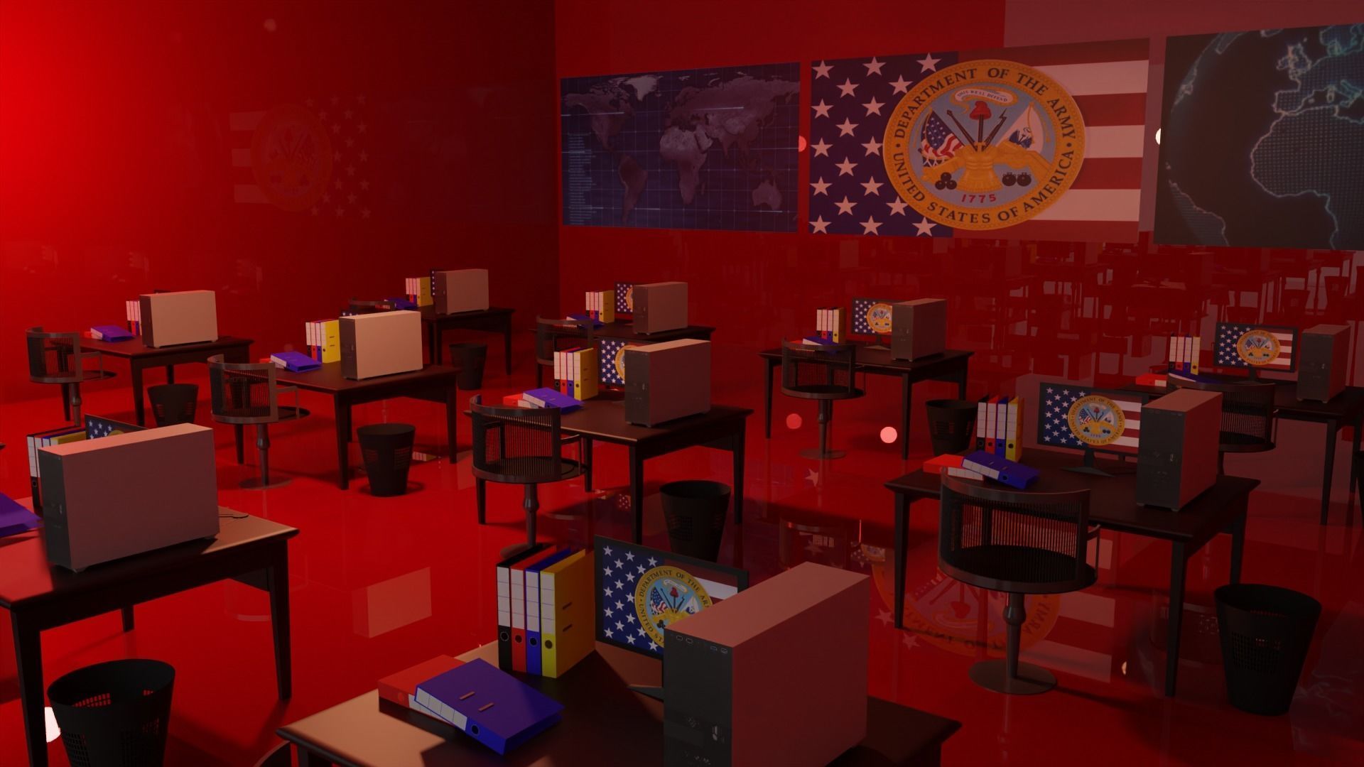 Military Control Room Low-poly 3D model_3