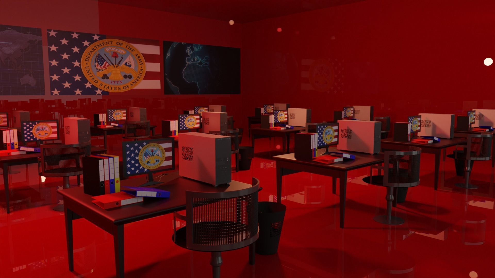 Military Control Room Low-poly 3D model_2