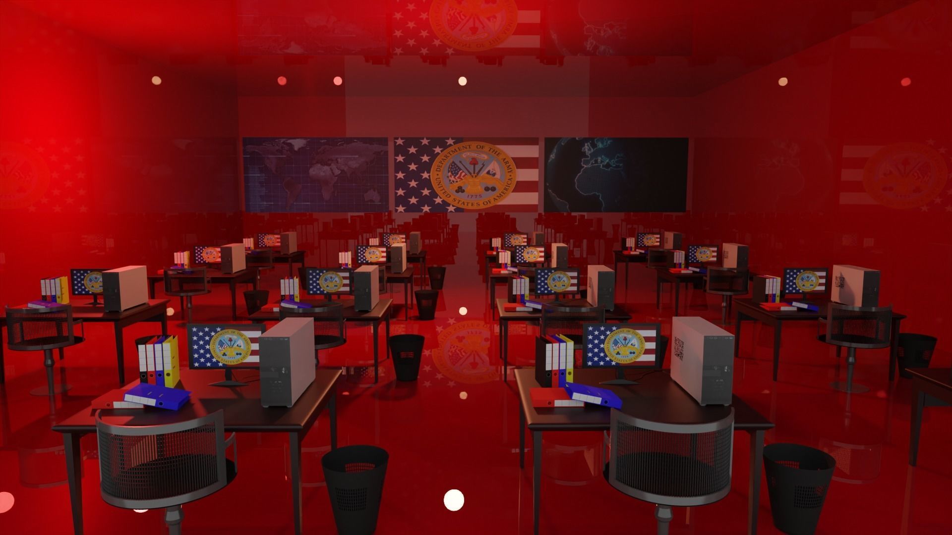Military Control Room Low-poly 3D model_6