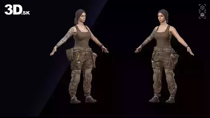 Cleaned A Pose Scan MrsPhysiotherapist Army