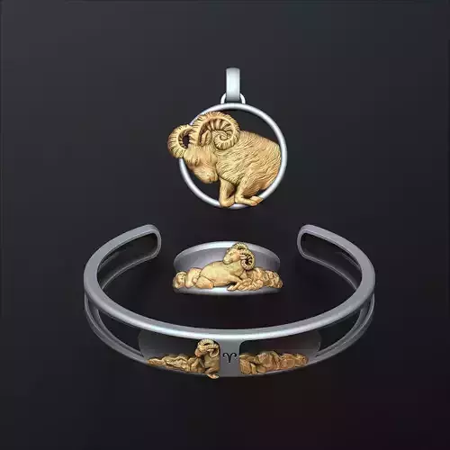 Zodiac Horoscope Aries ring pendant bracelet collection