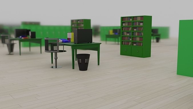 Office Interior Low-poly 3D model