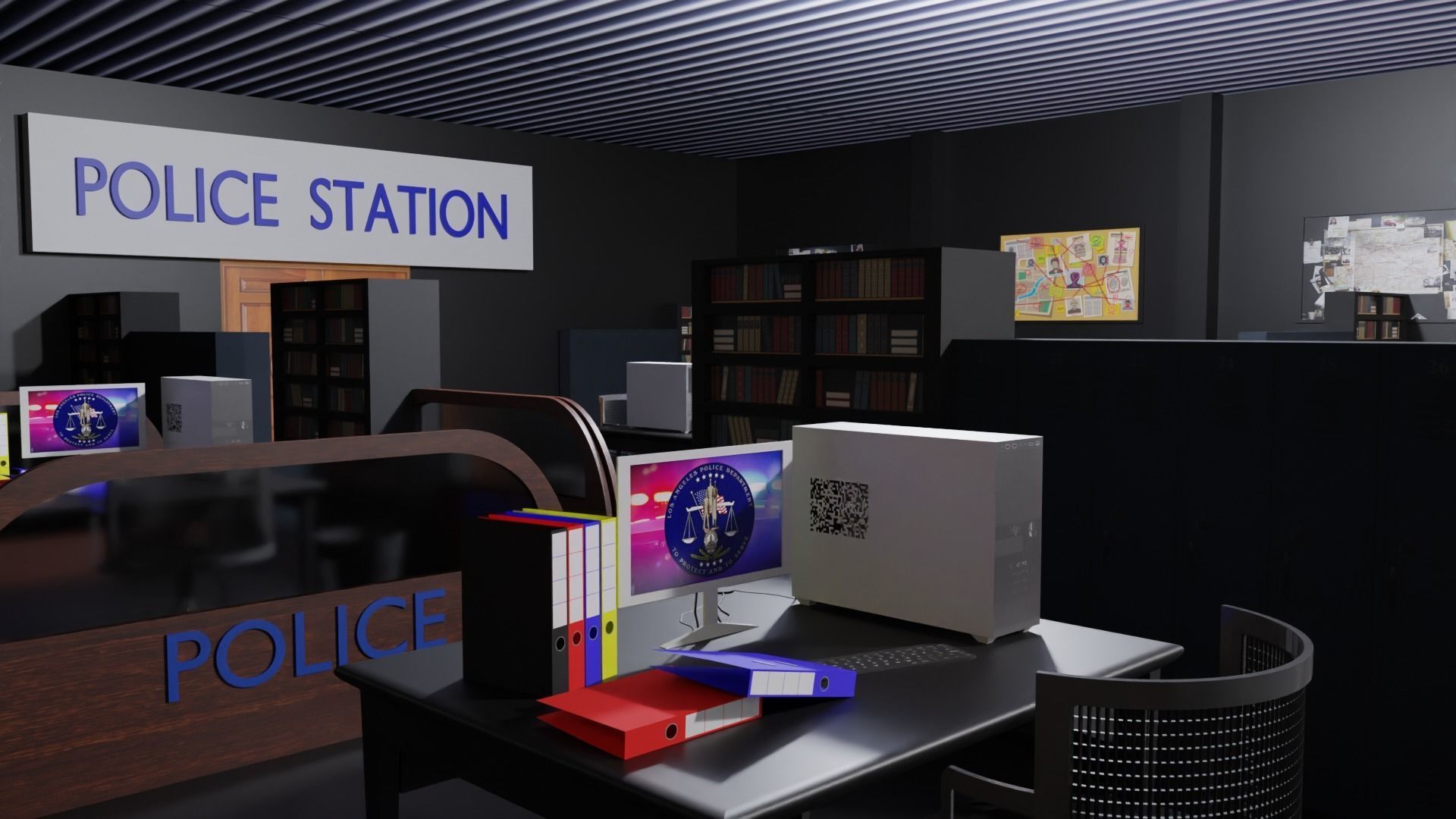 Police Station Interior Low-poly 3D model_2