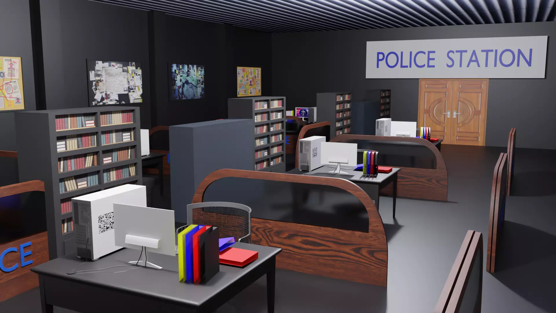 Police Station Interior Low-poly 3D model_0
