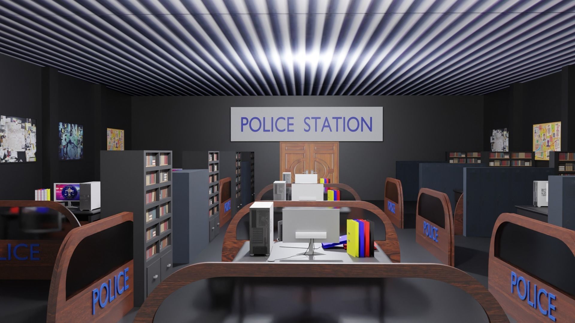 Police Station Interior Low-poly 3D model_3