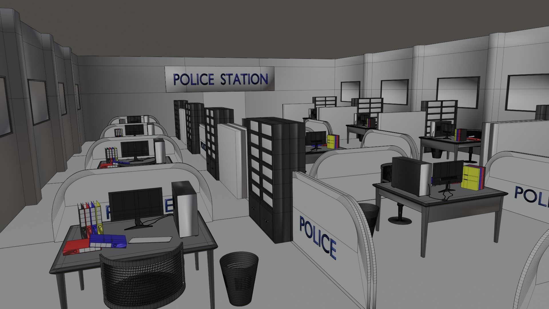 Police Station Interior Low-poly 3D model_7