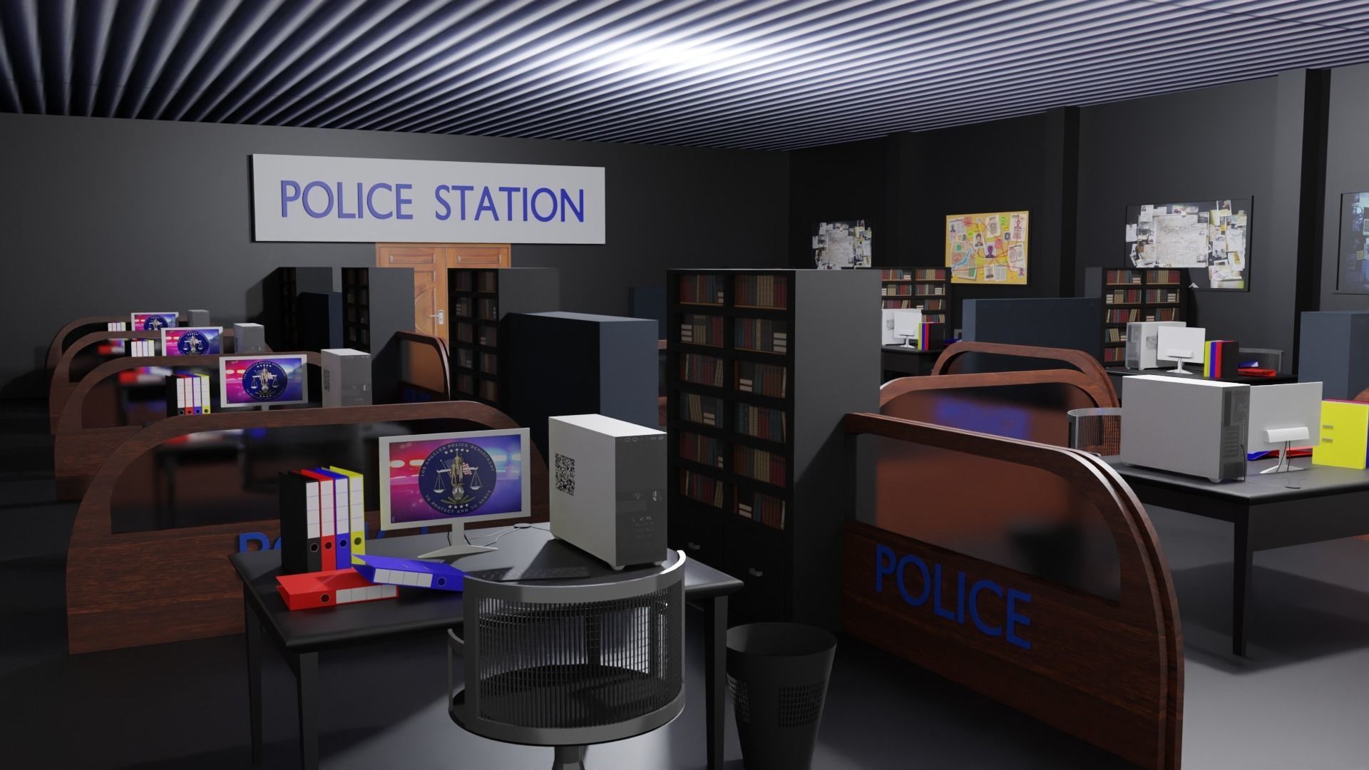 Police Station Interior Low-poly 3D model_1