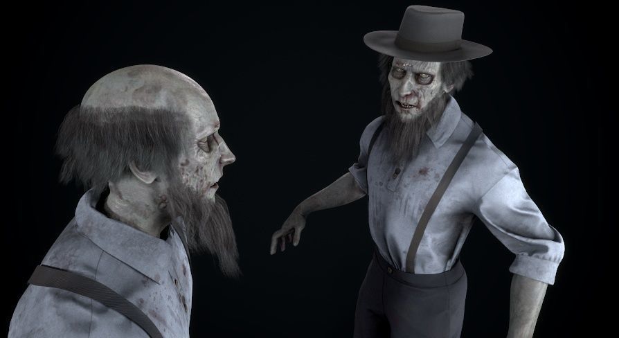 Zombie Amish Low-poly 3D model_8