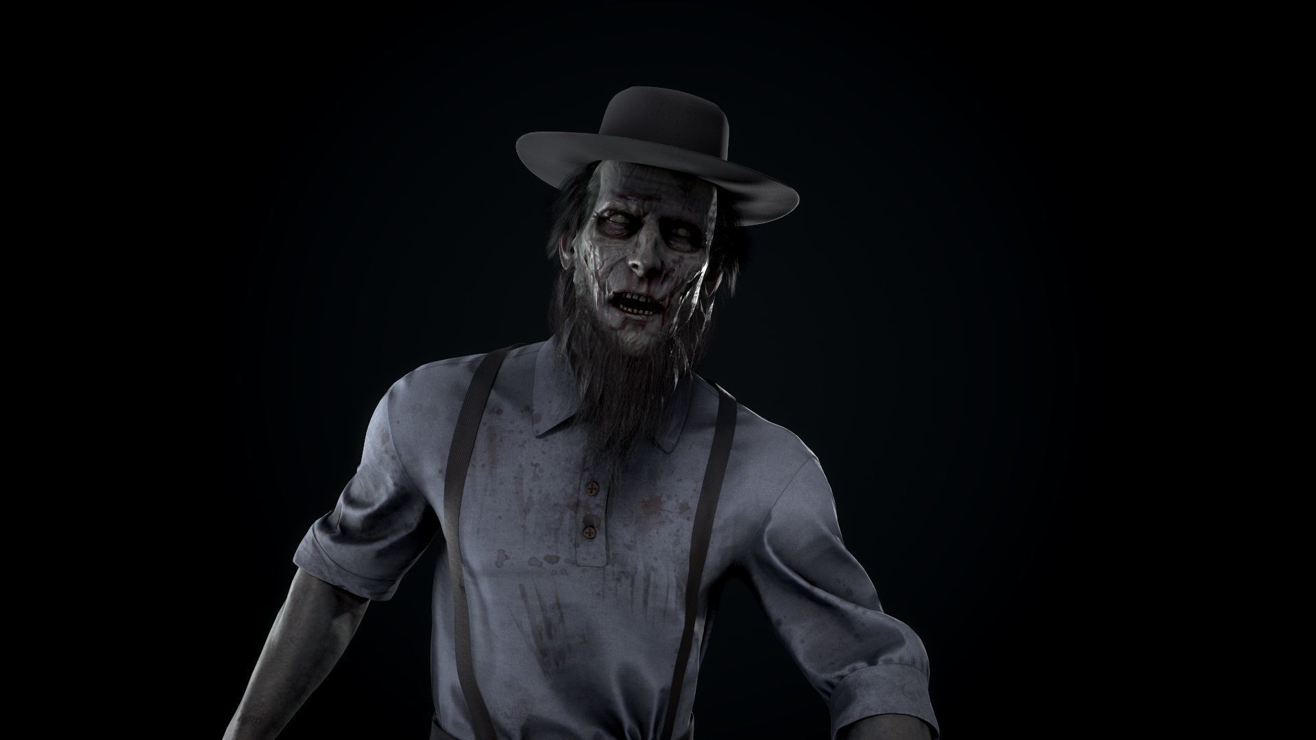 Zombie Amish Low-poly 3D model_5