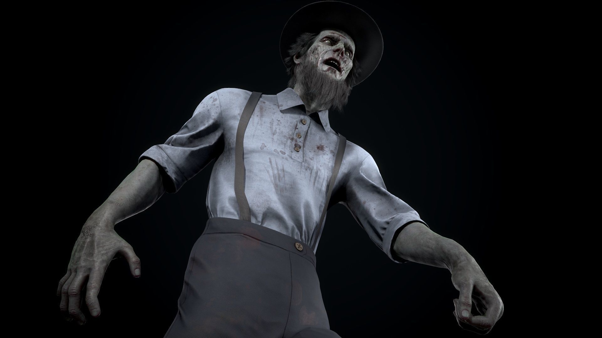 Zombie Amish Low-poly 3D model_7