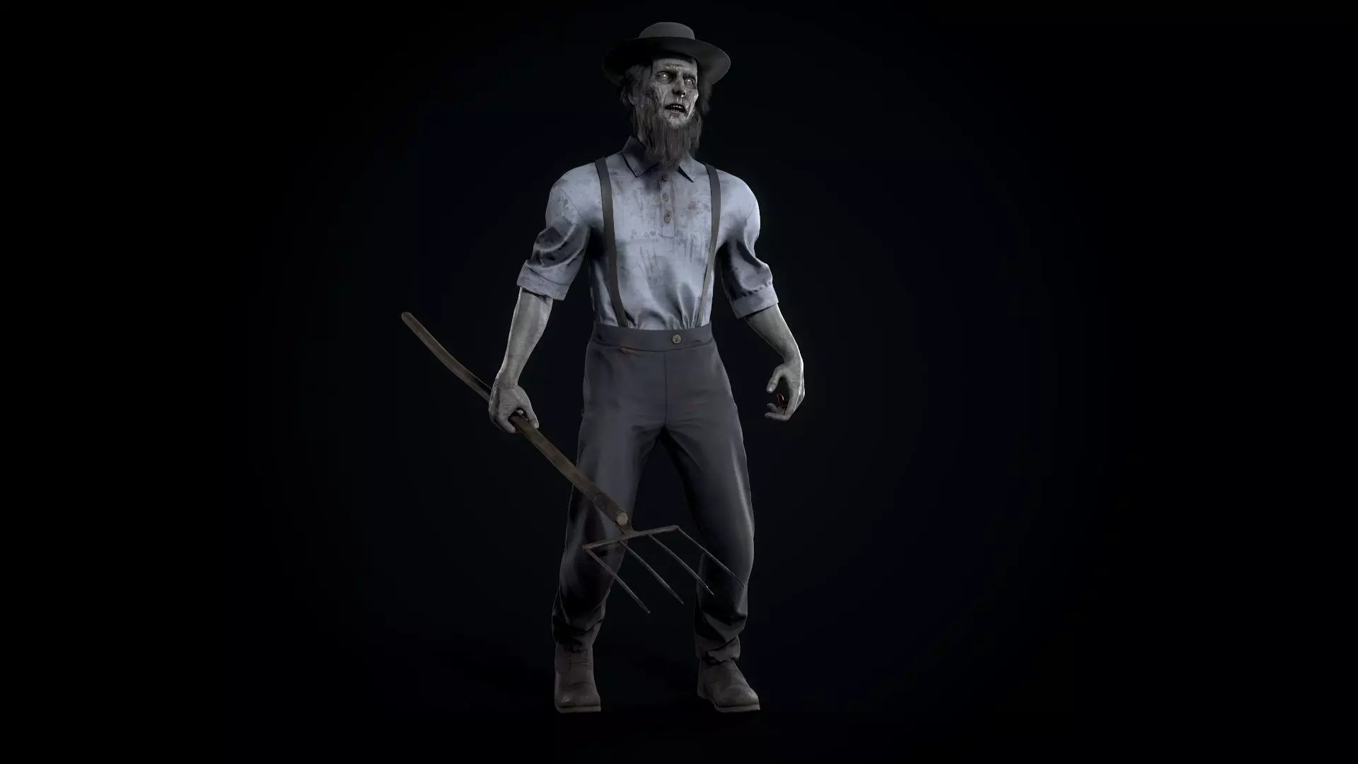 Zombie Amish Low-poly 3D model_0