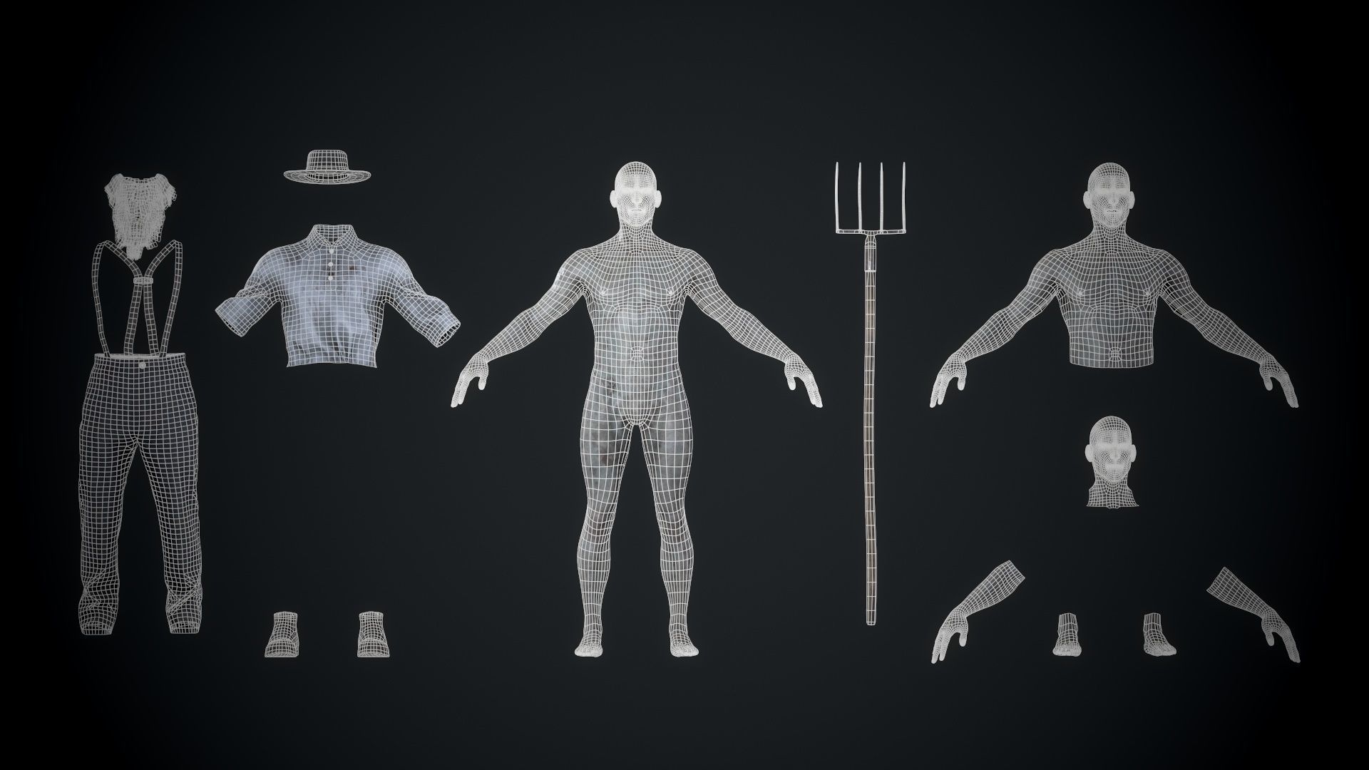 Zombie Amish Low-poly 3D model_11