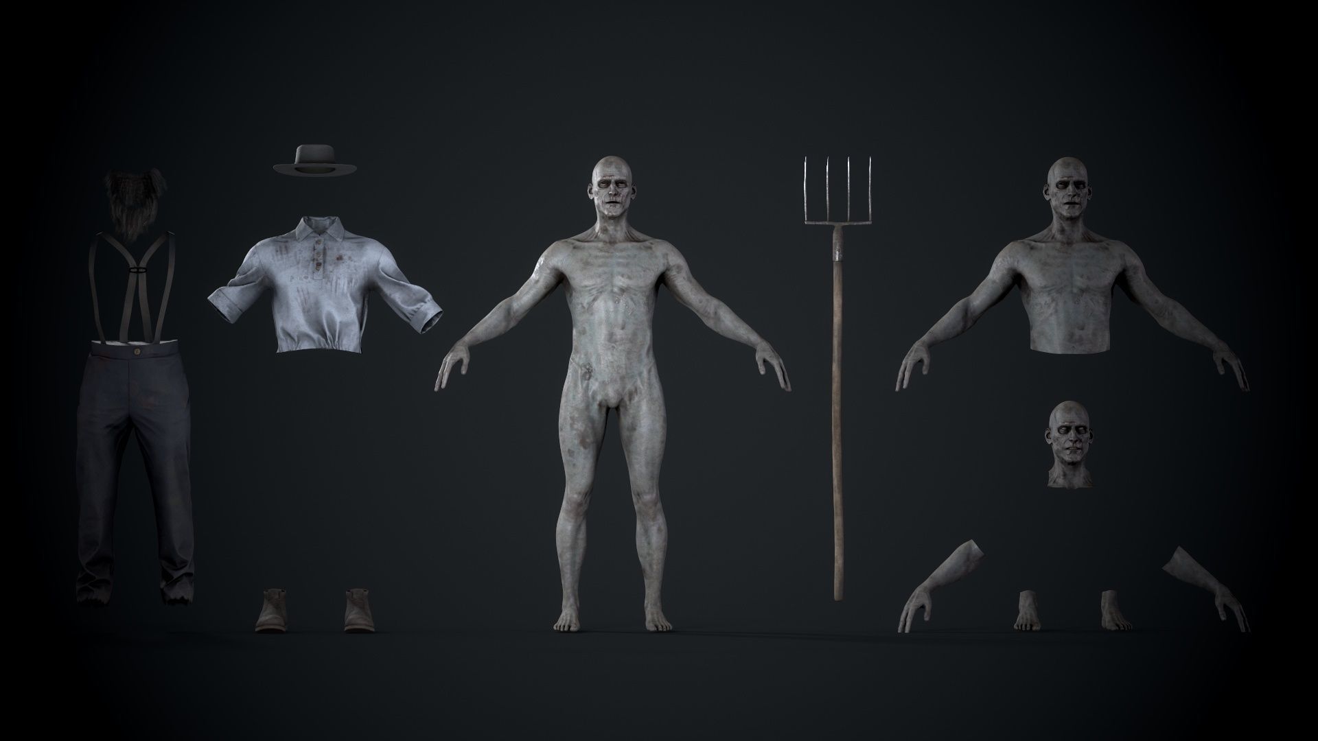 Zombie Amish Low-poly 3D model_10