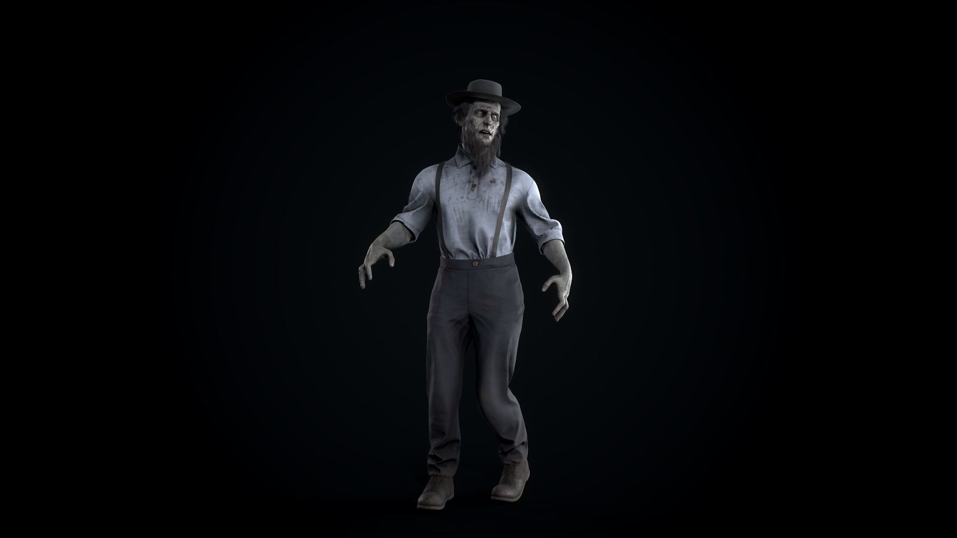 Zombie Amish Low-poly 3D model_6