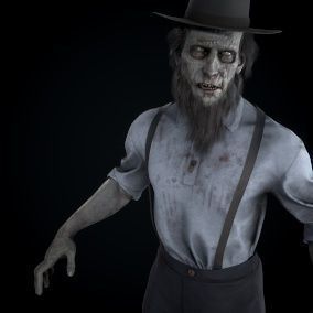 Zombie Amish Low-poly 3D model_2