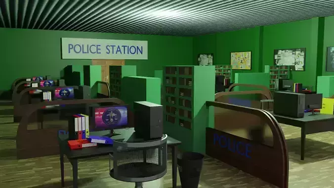 Police Station Interior Low-poly 3D model