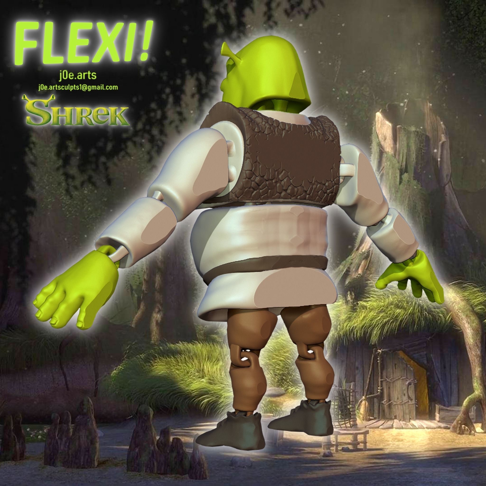 FLEXI Shrek from Dreamworks Shrek Print in place and flexi 3D print model_1
