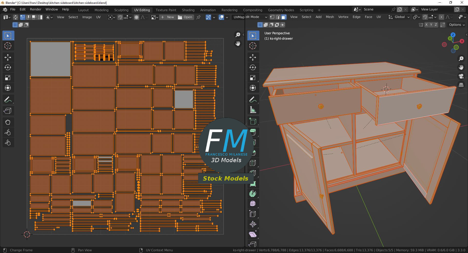 Kitchen sideboard 3D model_10