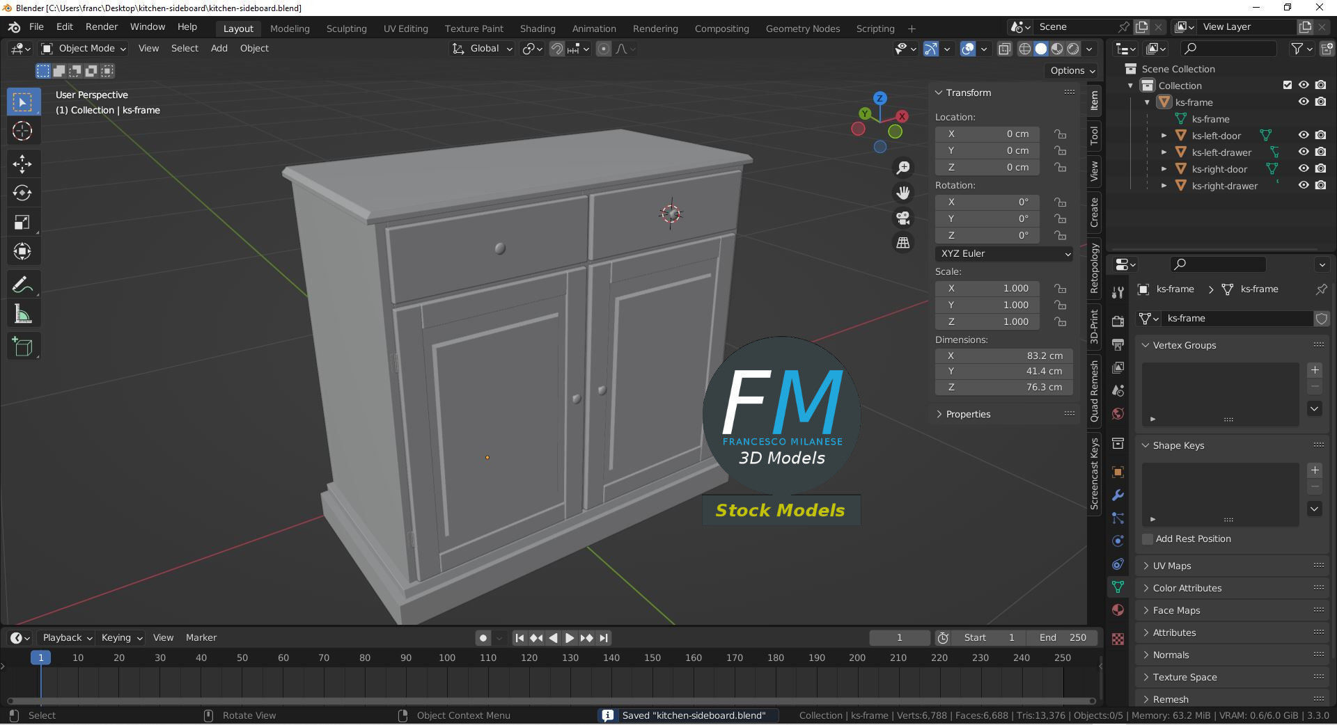 Kitchen sideboard 3D model_9