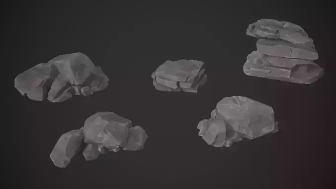 Various Rocks Low-poly 3D model