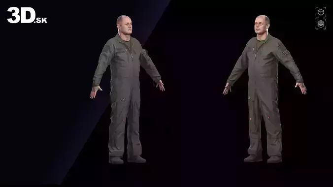 Cleaned A Pose Scan Jake Perry Gripen Pilot 3D model