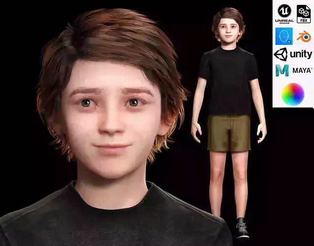Leo - Realistic Child Boy 3D Model with Beautiful Smile Low-poly 3D model