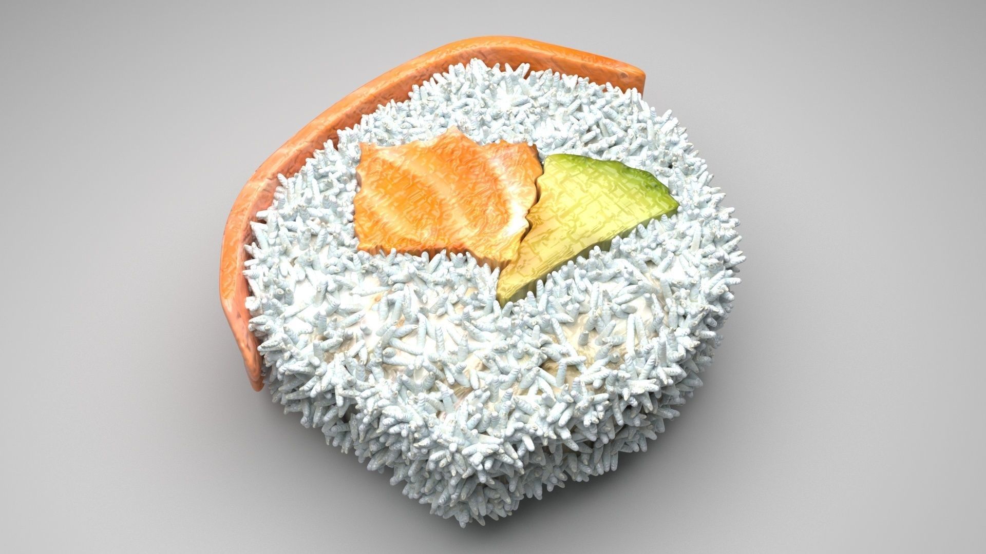 Sushi Roll With Salmon Fish 3D model_5