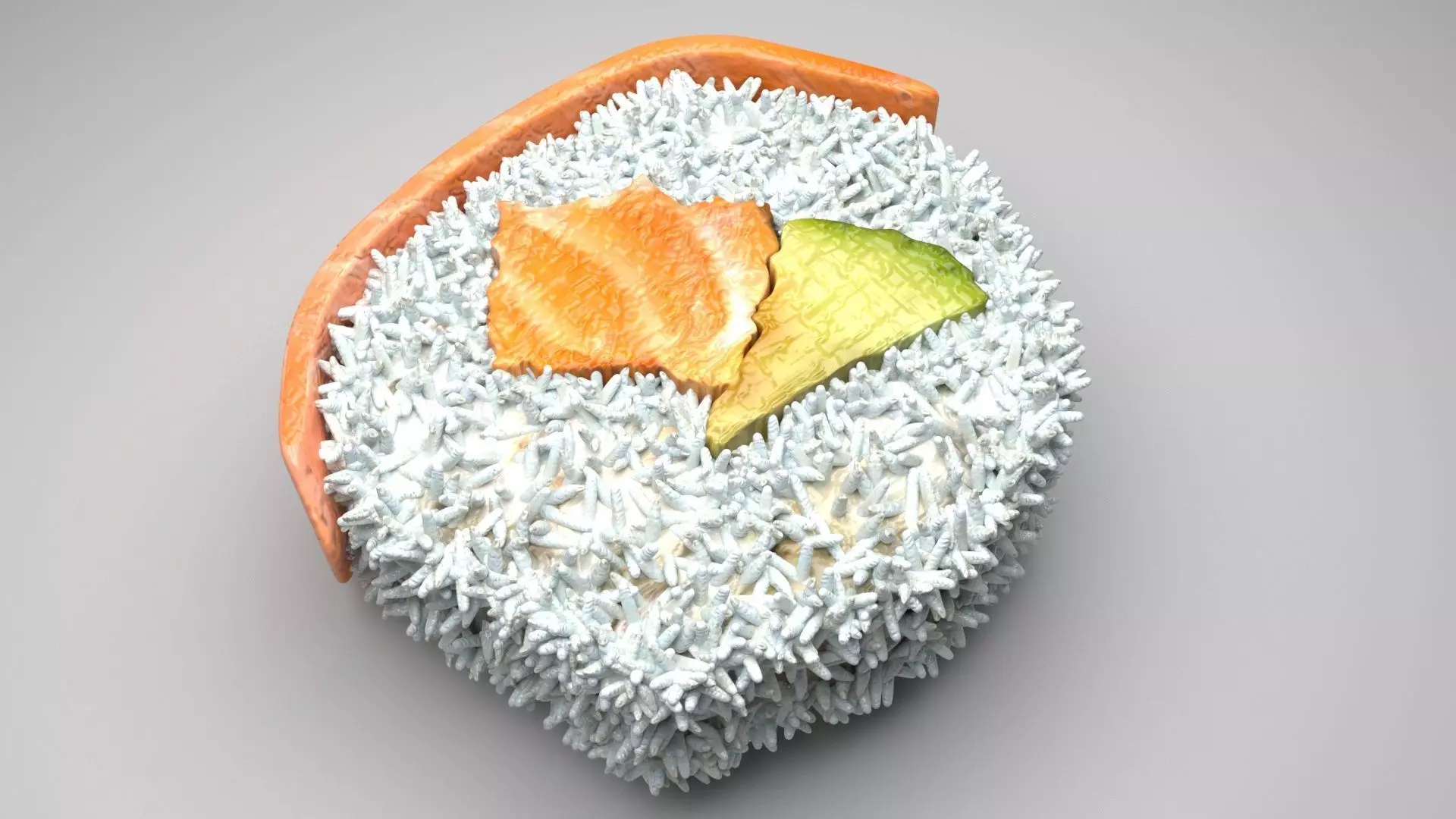 Sushi Roll With Salmon Fish 3D model_0