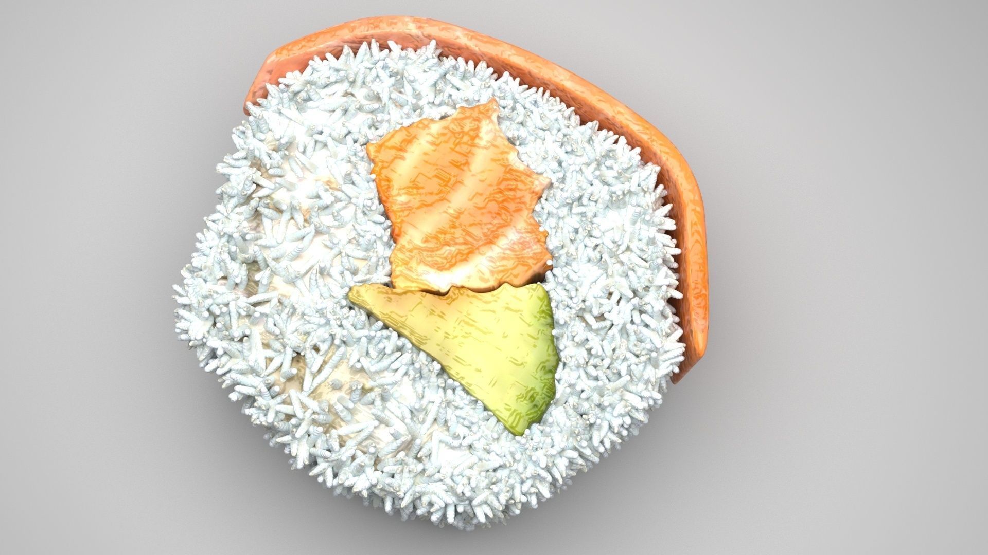 Sushi Roll With Salmon Fish 3D model_1