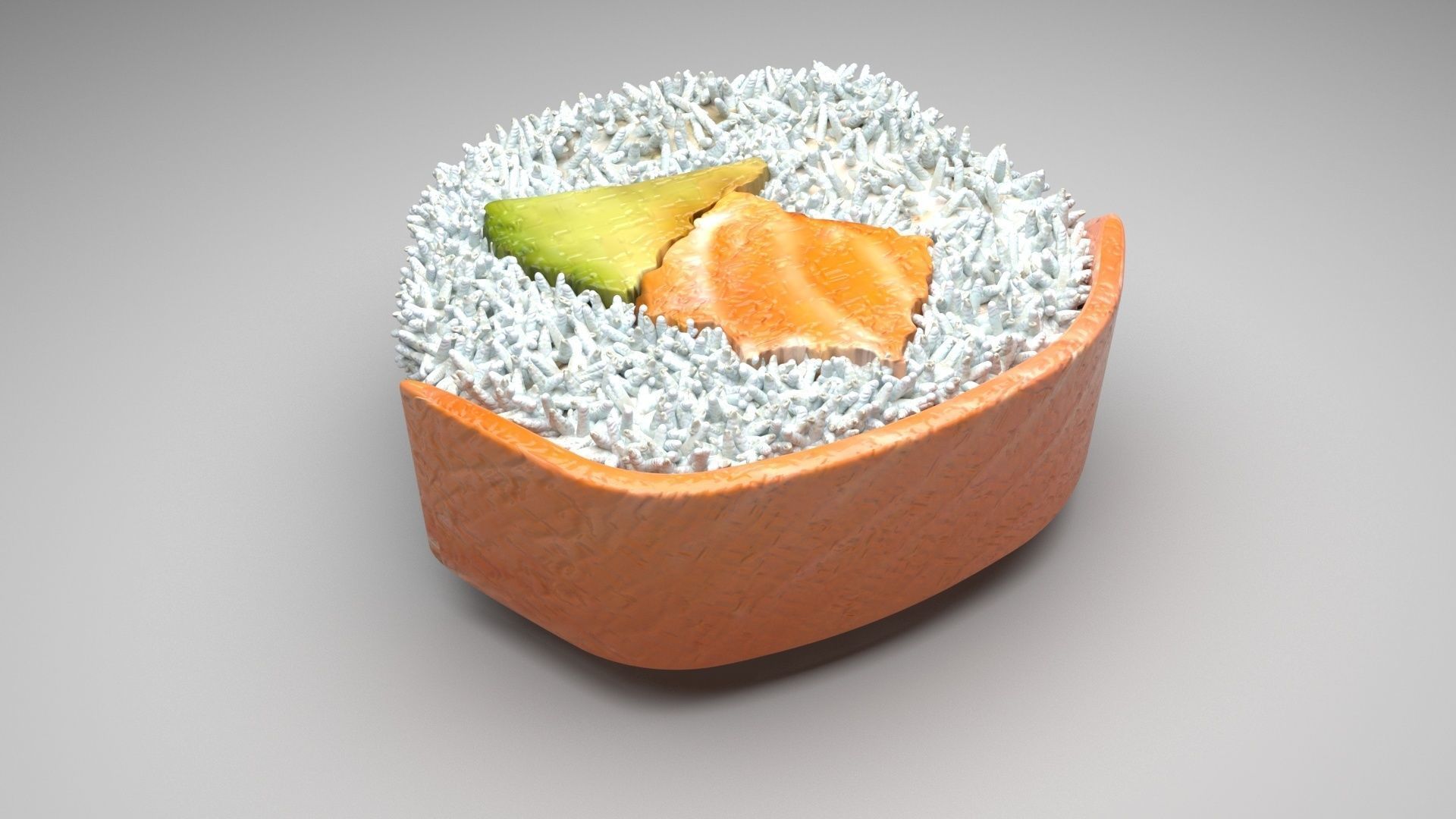 Sushi Roll With Salmon Fish 3D model_2