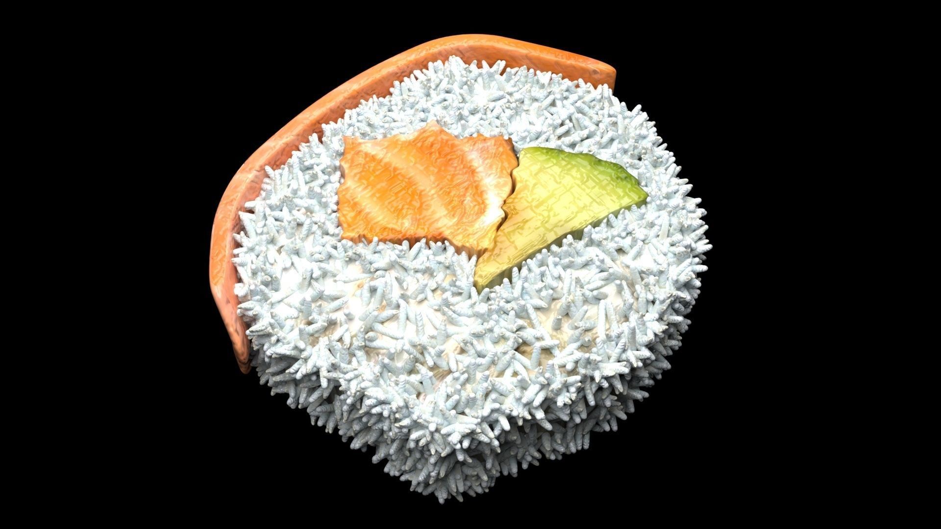 Sushi Roll With Salmon Fish 3D model_7