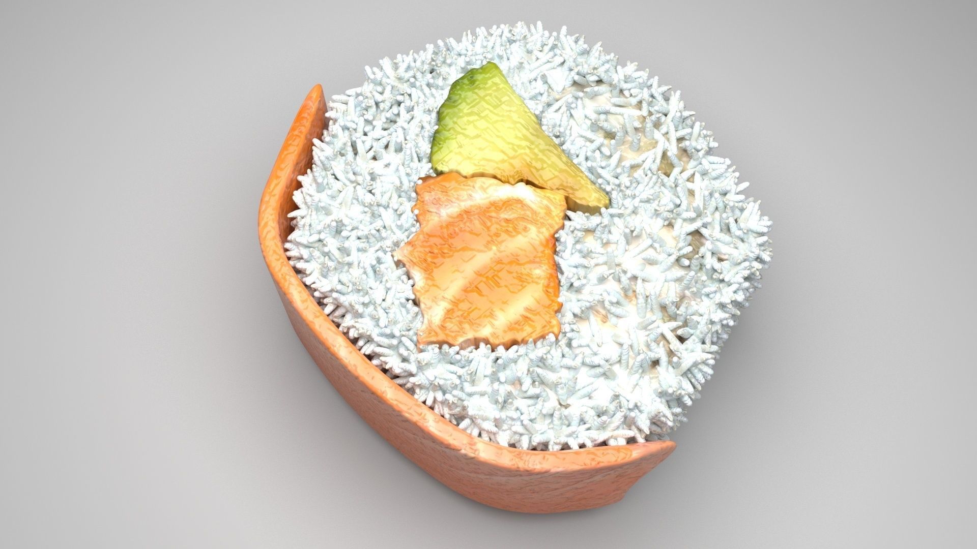 Sushi Roll With Salmon Fish 3D model_3