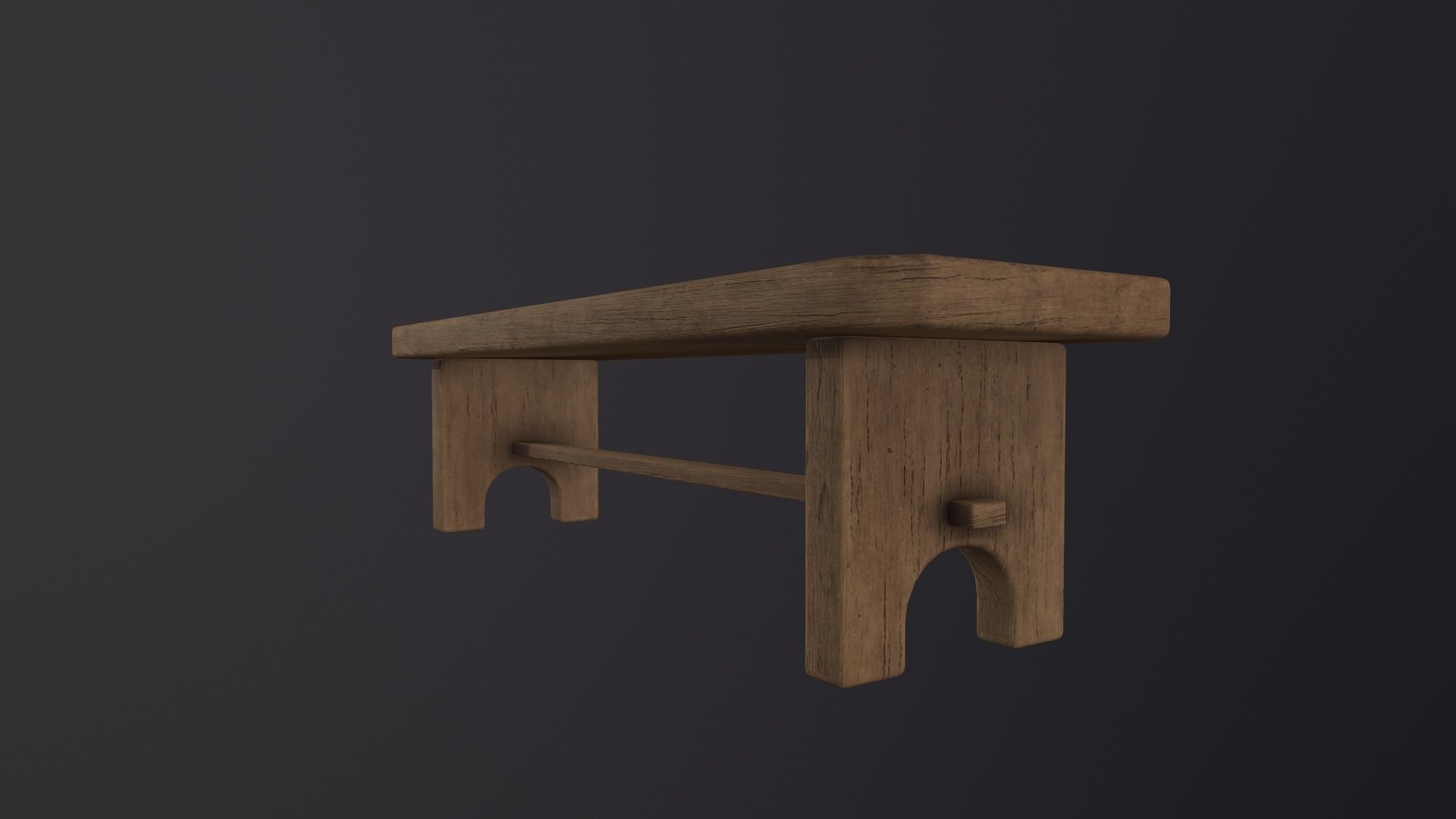 Wooden Bench 3D Model Low-poly 3D model_4