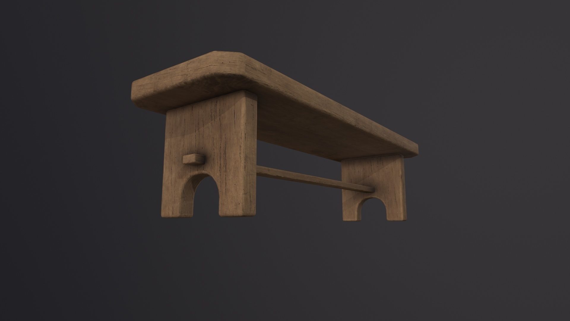Wooden Bench 3D Model Low-poly 3D model_3