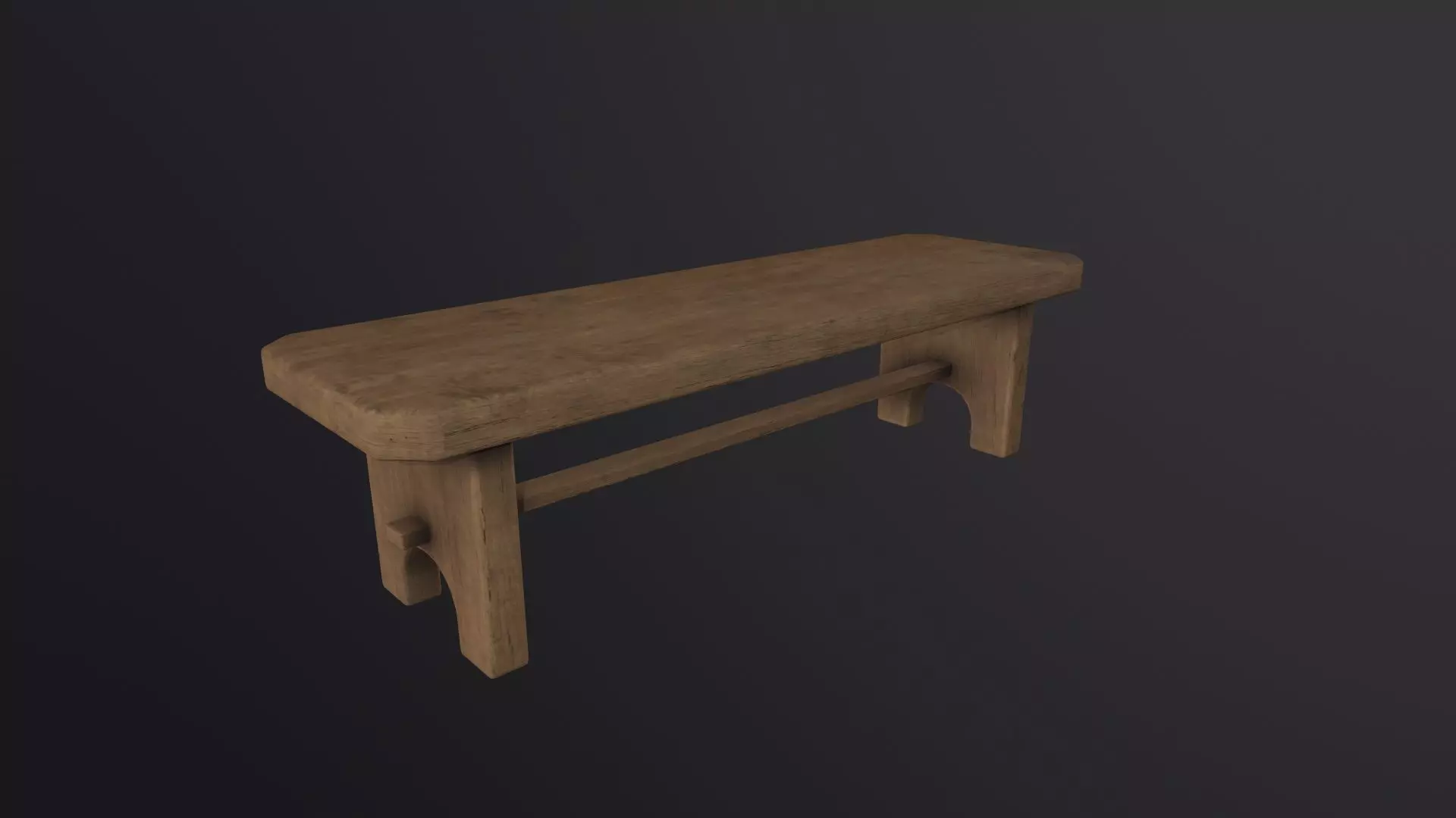 Wooden Bench 3D Model Low-poly 3D model_0