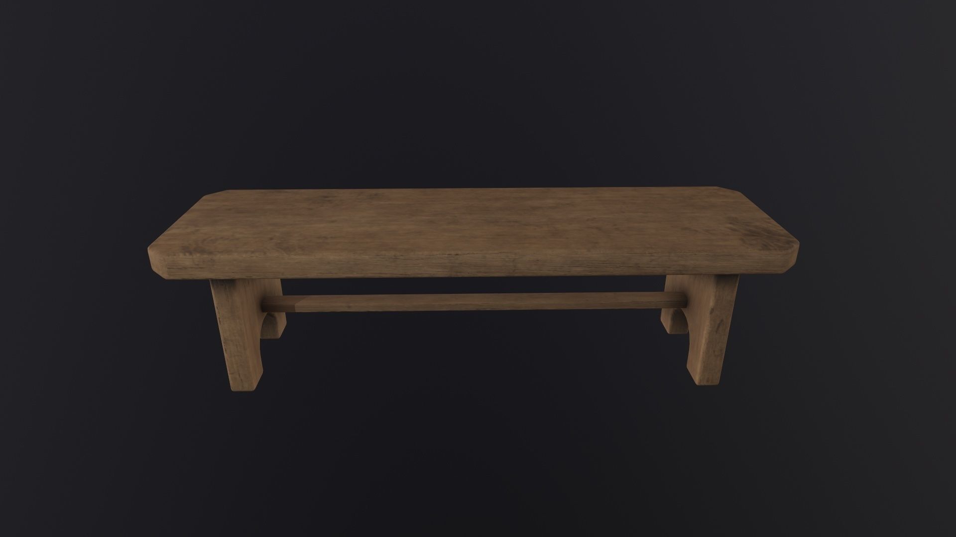 Wooden Bench 3D Model Low-poly 3D model_2
