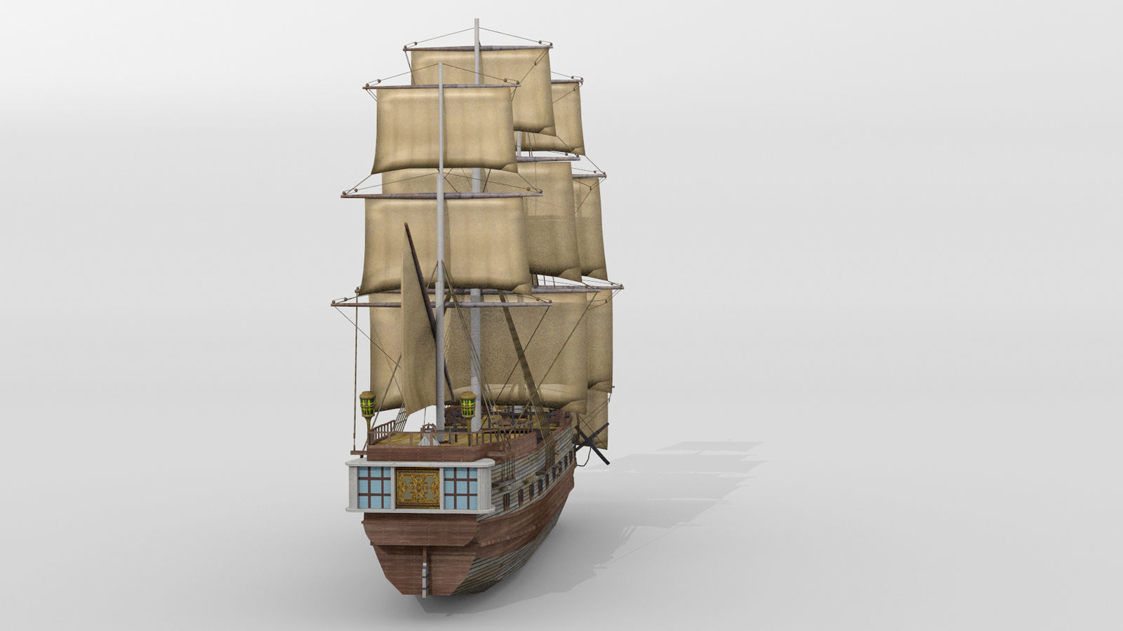 Historical French sail ship 3D model_2
