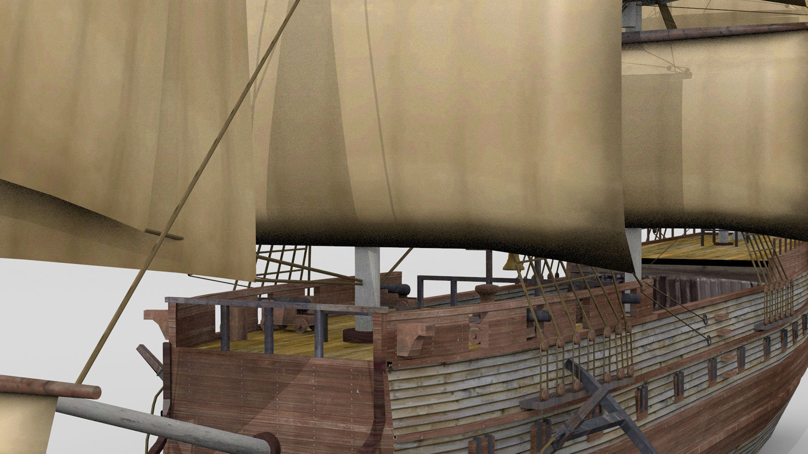 Historical French sail ship 3D model_4